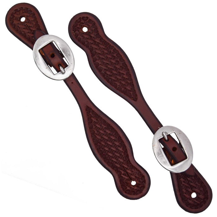 Teskey's Youth Basket Stamped Teardrop Spur Straps