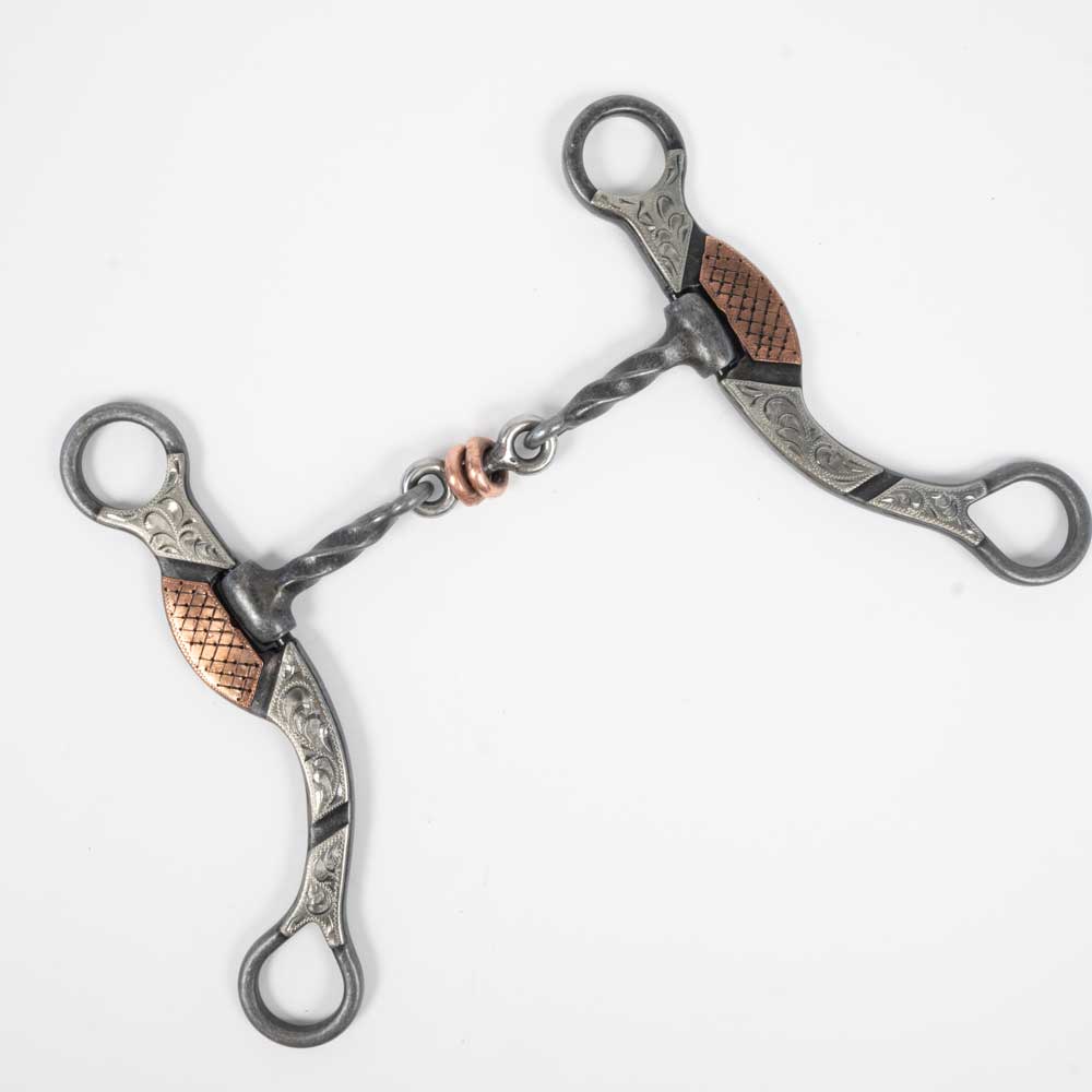 Aged Steel Twisted Dogbone Bit W/Trim Tack - Bits, Spurs & Curbs - Bits Formay   