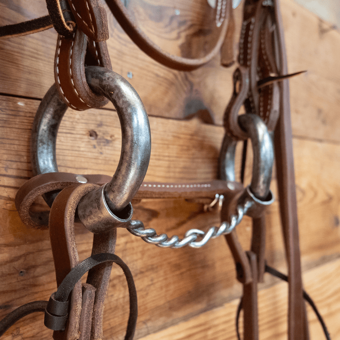 3lb. Weighted O-Ring Twisted Wire Snaffle Bridle Rig