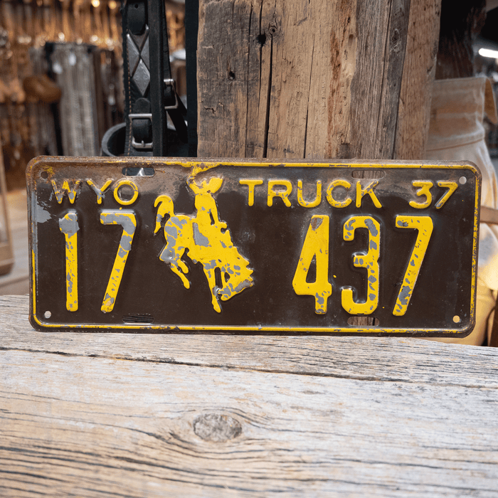 Vintage 1937 WYO. Truck License Plate
