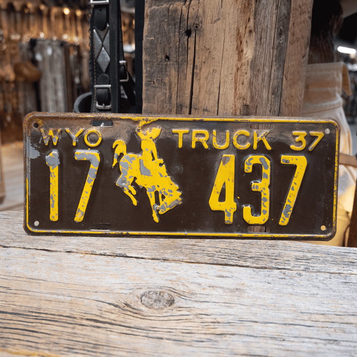 Vintage 1937 WYO. Truck License Plate