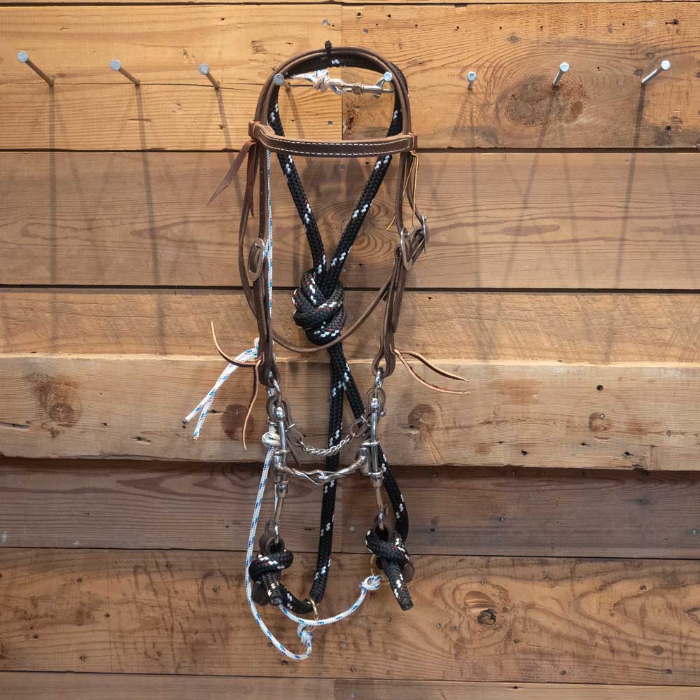 Cow Horse Supply - Gag with Snaffle and String Rope Martingale
