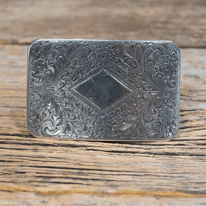 John McCabe 1950's Engraved Sterling Silver Belt Buckle