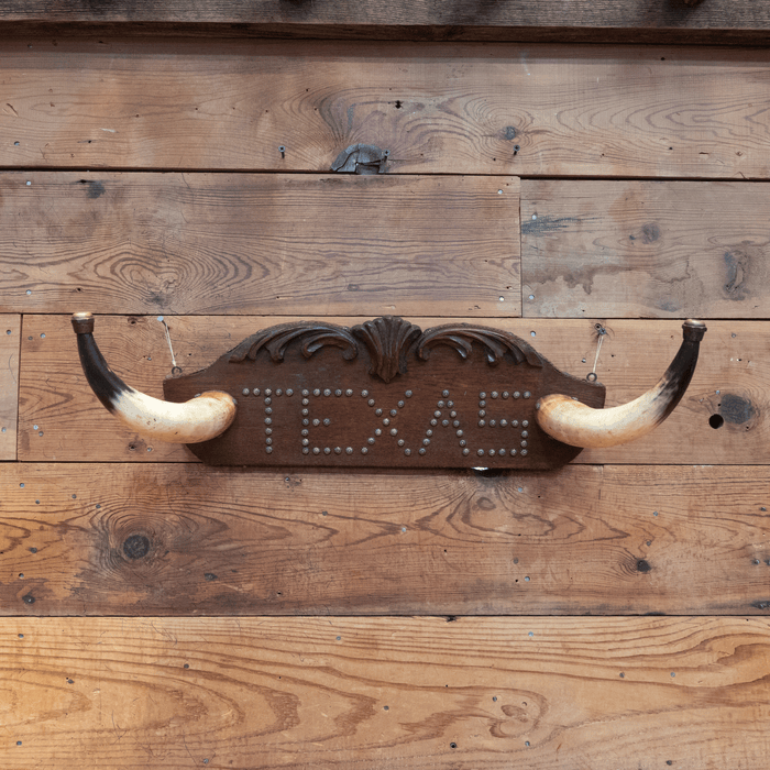 1930's - 40's Studded "TEXAS" Horn Rack