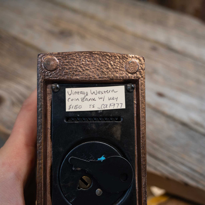 Western Vintage Coin Bank with Key