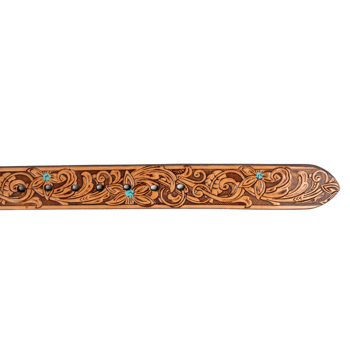 Hooey Girl's Medina Tan Floral Embossed Belt
