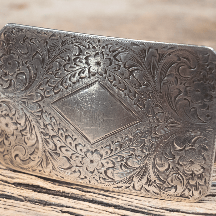 John McCabe 1950's Engraved Sterling Silver Belt Buckle