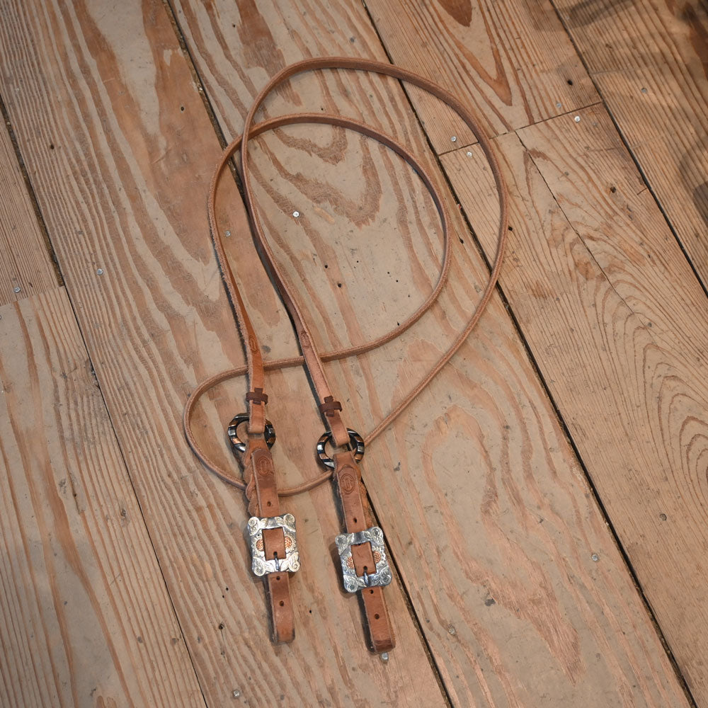 Joe Hipp 8ft. Roping Reins with Silver and Copper Conchos and Buckles JHL052 Tack - Reins Joe Hipp