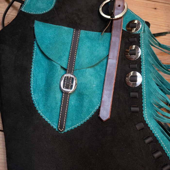 Roughout Stepthrough Turquoise Chaps Tack - Chaps & Chinks MISC