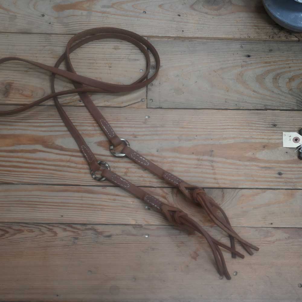 Handmade Teskey's 8ft. Roping Reins with Silver/Copper Rings TRR102 Tack - Reins Teskey's   