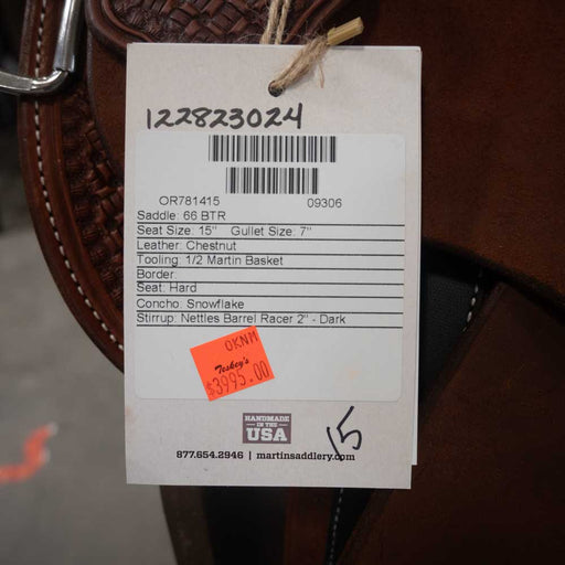15" MARTIN BTR BARREL SADDLE Saddles - New Martin Saddlery