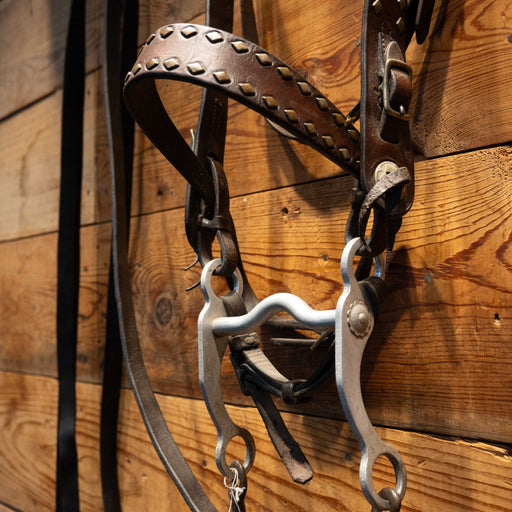 Vintage Bridle Accented w/ Copper Diamond Dots & Red concho buttons Tack - Rigs MISC