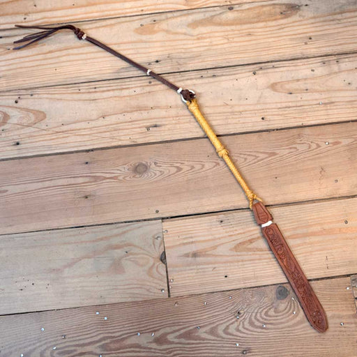 Handmade Nate Carter 24" Quirt w/Tooled Popper Tack - Whips, Crops & Quirts Nathan Carter