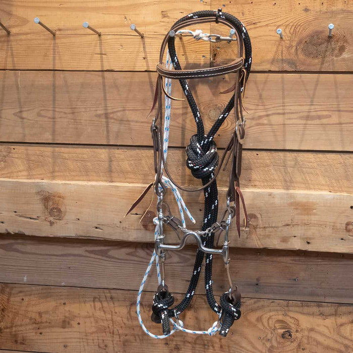 CHS Solid Port Rig w/String Martingale Tack - Training Cow Horse Supply