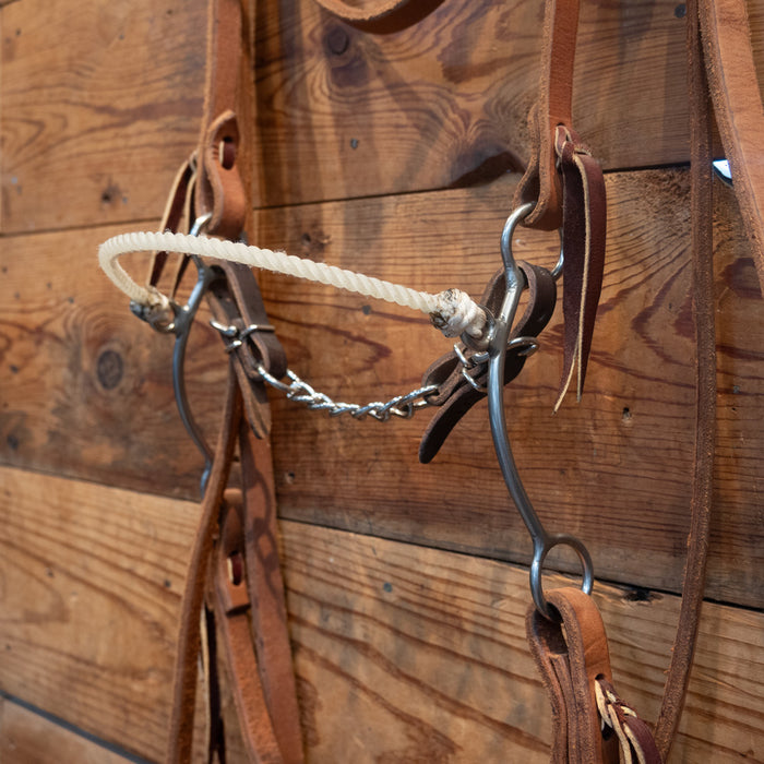 CHS Brett Davis Rope Nose Side Pull Rig Tack - Training Cow Horse Supply