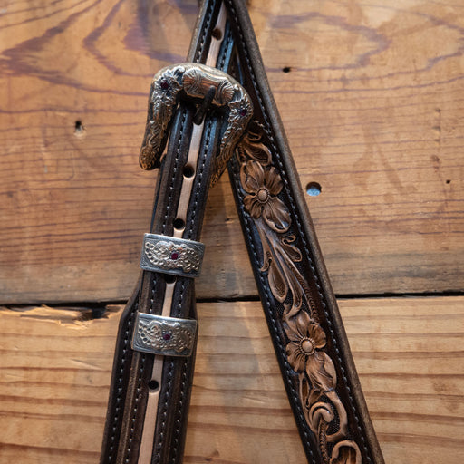 Stunning 10K w/Red Stones HandmadeHeadstall w/Holland Buckle Set 172 Tack - Headstalls Randall Top Shelf