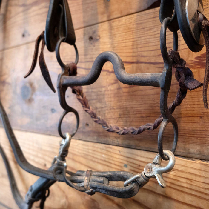 Vintage Tooled Bridle w/ Scalloped Silver conchos Tack - Rigs MISC