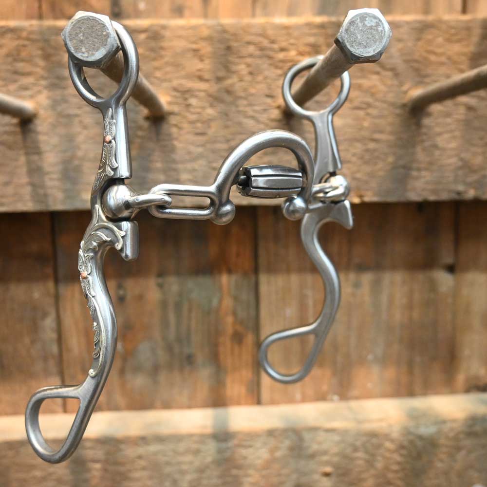 Kerry Kelley O2S - Silver Floral Mounted - Ported Chain with Roller Bit KK1139 Tack - Bits Kerry Kelley   