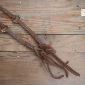 Handmade Teskey's 8ft. Roping Reins with Copper Bar Rings TRR106 Tack - Reins Teskey's   