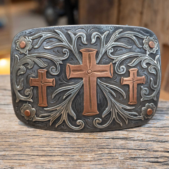 Scribner Copper Cross Design Belt Buckle