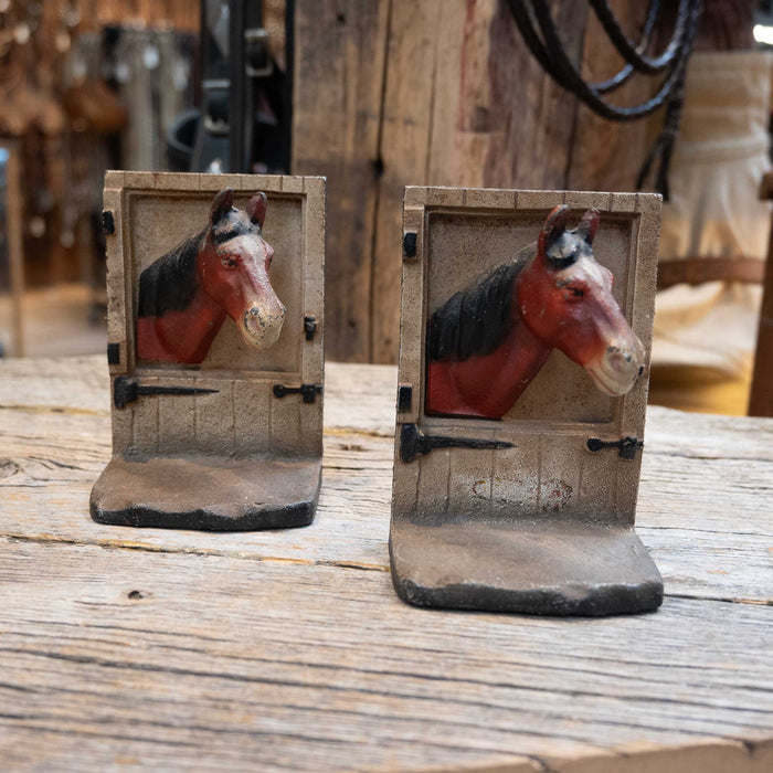 Vintage Cast Iron Horses in Stalls Bookends Collectibles Teskey's