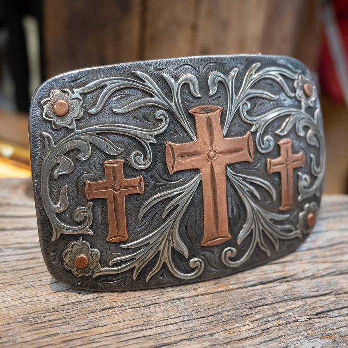 Scribner Copper Cross Design Belt Buckle