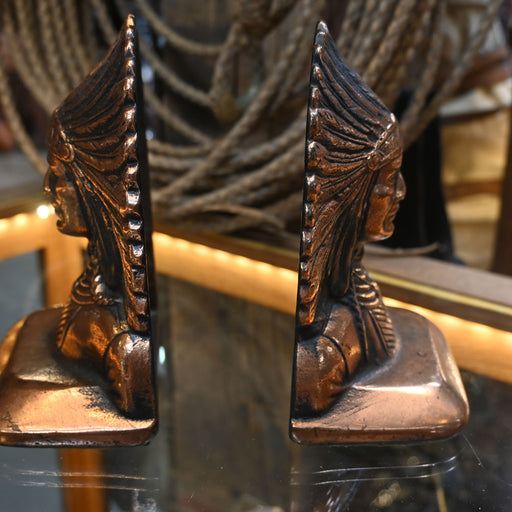 1920's Cast Iron Indian Chief Bookends Collectibles Native Indian