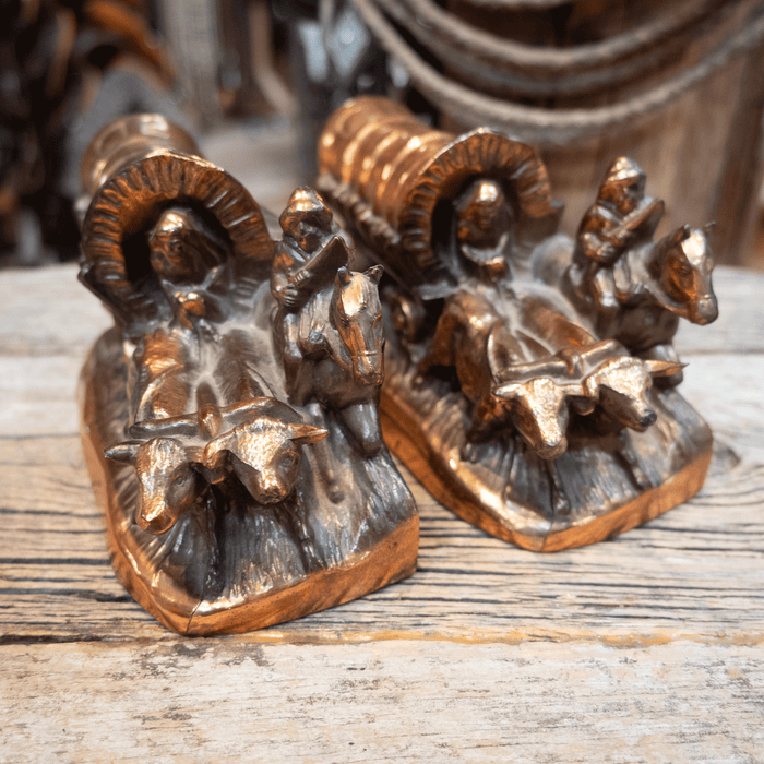 Vintage Dodge Inc. Horse & Carriage Copper Bookends Collectibles Dodge Inc.