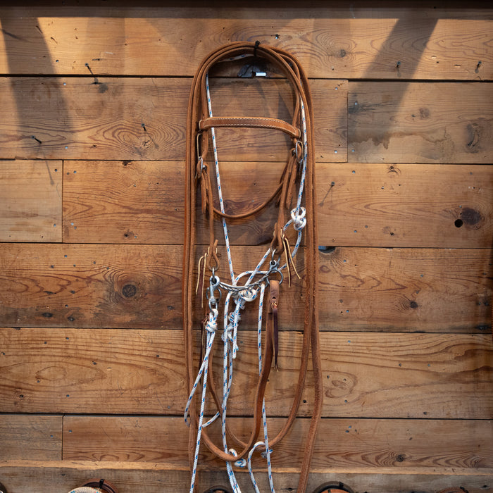 CHS Mormon Twisted Snaffle Rig w/Martingale Tack - Training Cow Horse Supply