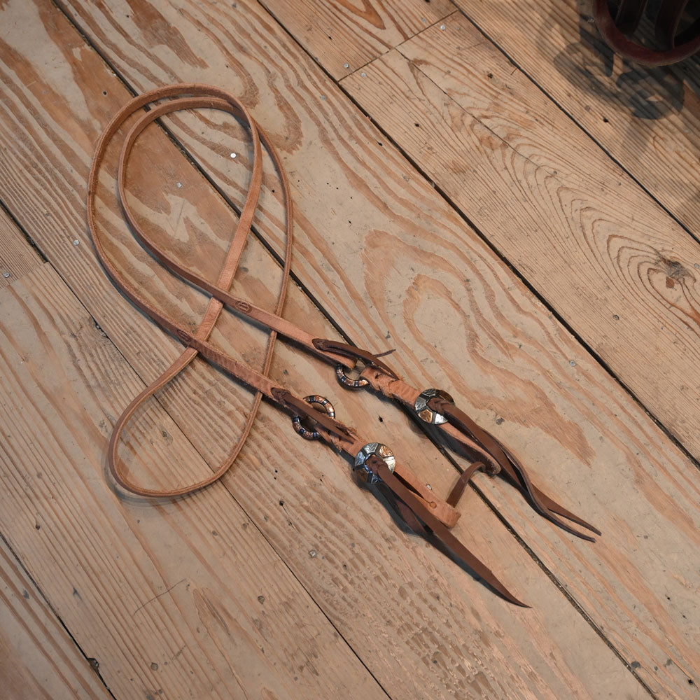 Joe Hipp 8ft. Roping Reins with Copper and Silver Rings and Buckles JHL056 Tack - Reins Joe Hipp