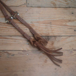 Handmade Teskey's 8ft. Roping Reins with Copper/Silver Bar Ring TRR108 Tack - Reins Teskey's   