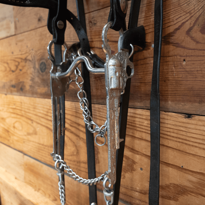 Vintage Pistol Shank Port Bridle Rig w/a Heavily Studdle Headstall & Cavesson Collectibles MISC