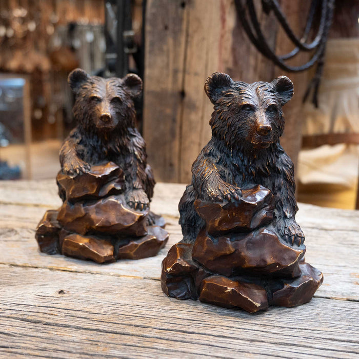 Vintage Sitting Brown Bears Bookends