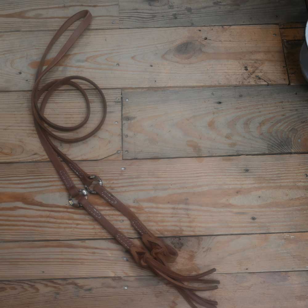 Handmade Teskey's 8ft. Roping Reins with Copper/Silver Bar Ring TRR108 Tack - Reins Teskey's   