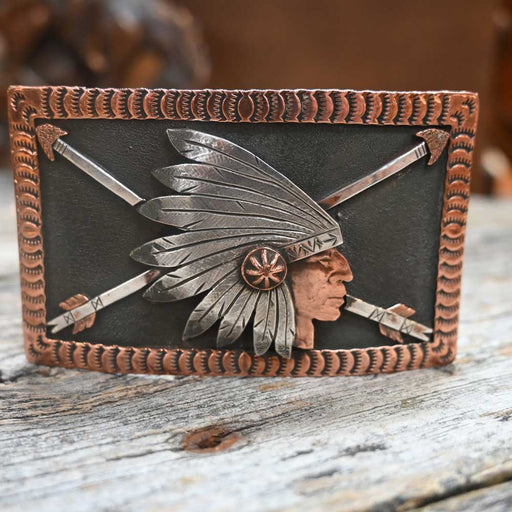 Leather Chief Indian Head Dress Belt Buckle ACCESSORIES - Additional Accessories - Buckles Leather Chief