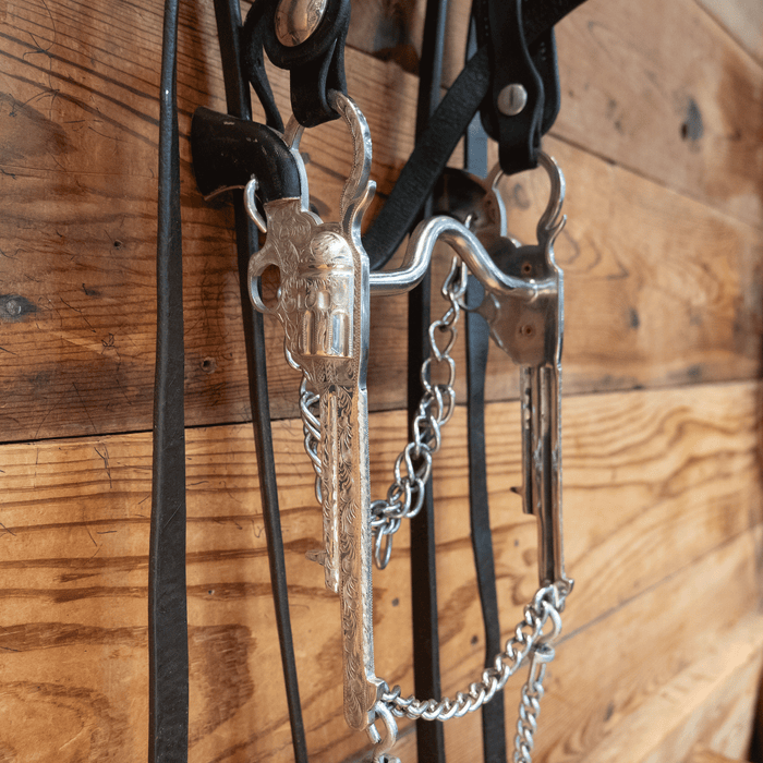 Vintage Pistol Shank Port Bridle Rig w/a Heavily Studdle Headstall & Cavesson Collectibles MISC
