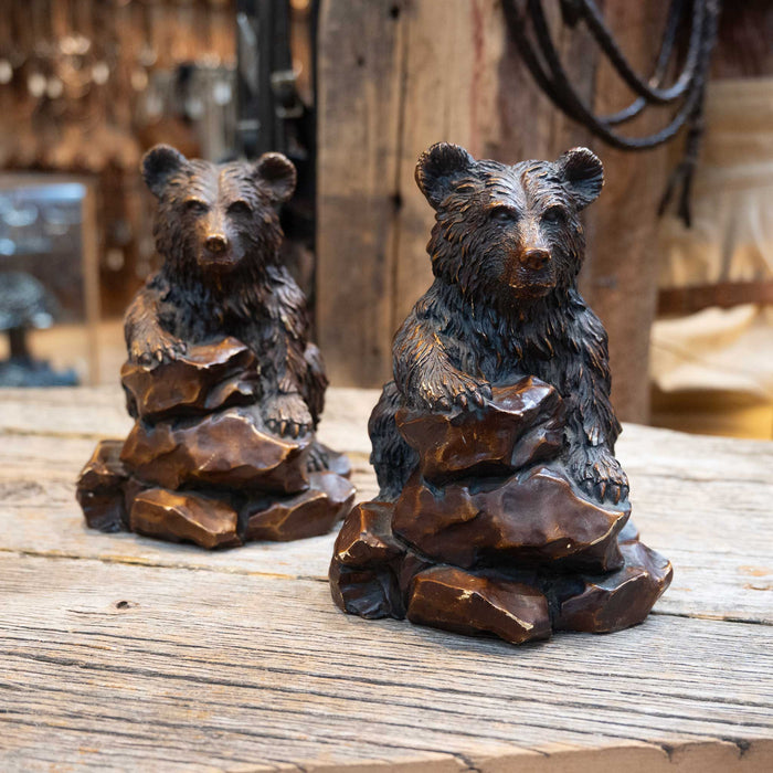 Vintage Sitting Brown Bears Bookends