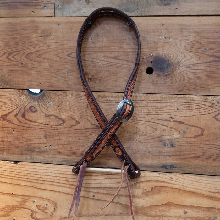 Handmade Ross Bullinger 3/4" Tooled Pointsetta Headstall