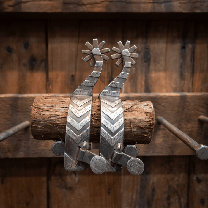 S. White Silver Mounted 9pt. Spurs