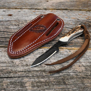 Justin Wiley Handmade Damascus Knife with Leather Sheath WK041 Knives Justin Wiley   