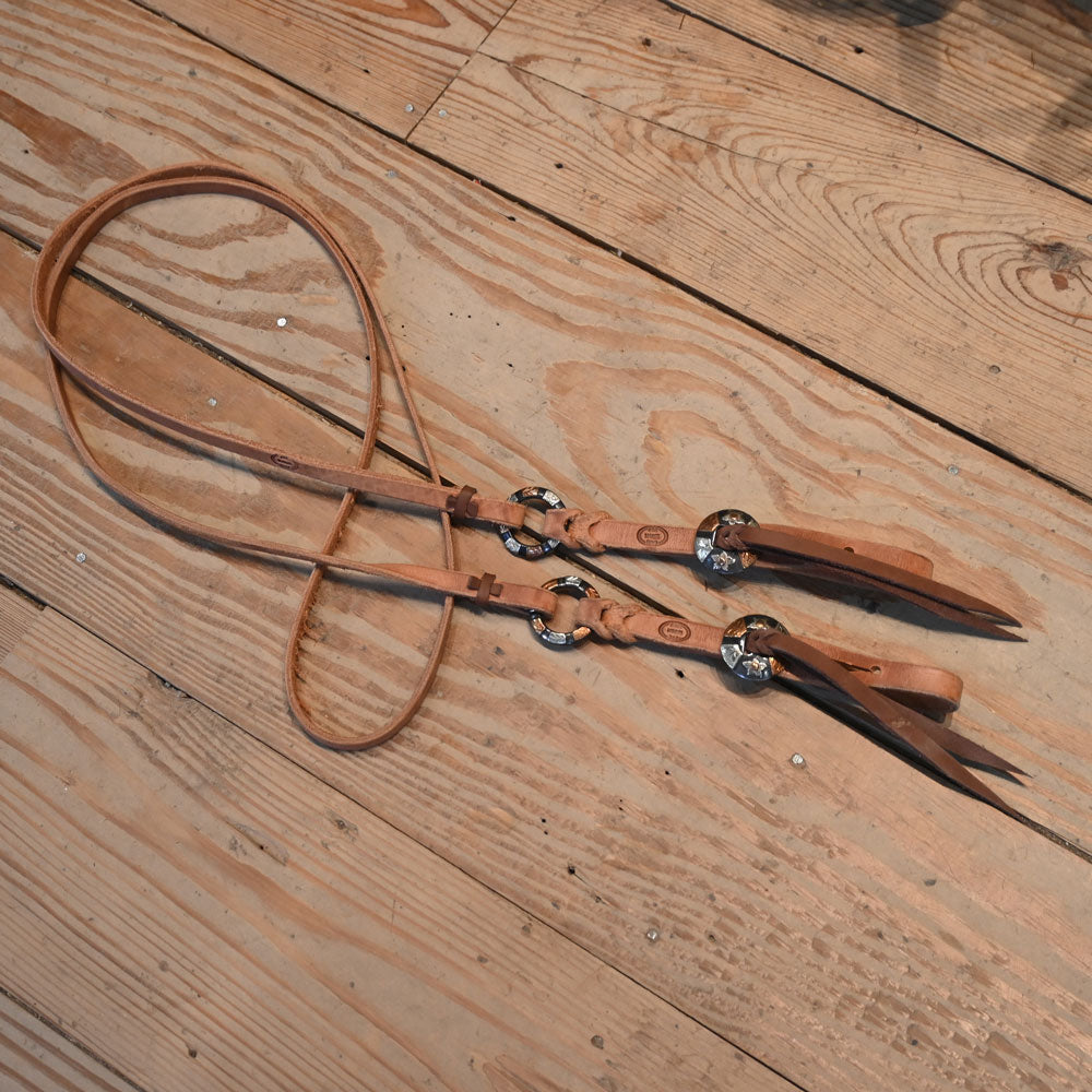 Joe Hipp 8ft. Roping Reins with Silver and Copper Rings and Buckles JHL057 Tack - Reins Joe Hipp