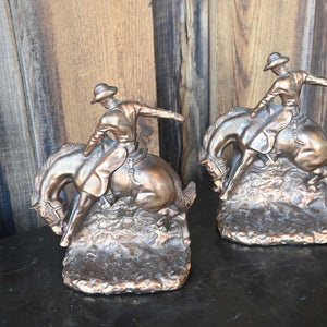 Vintage  Bucking Horse Cowboy Bookends made by Dodge Inc.  _CA556 Collectibles Teskeys   
