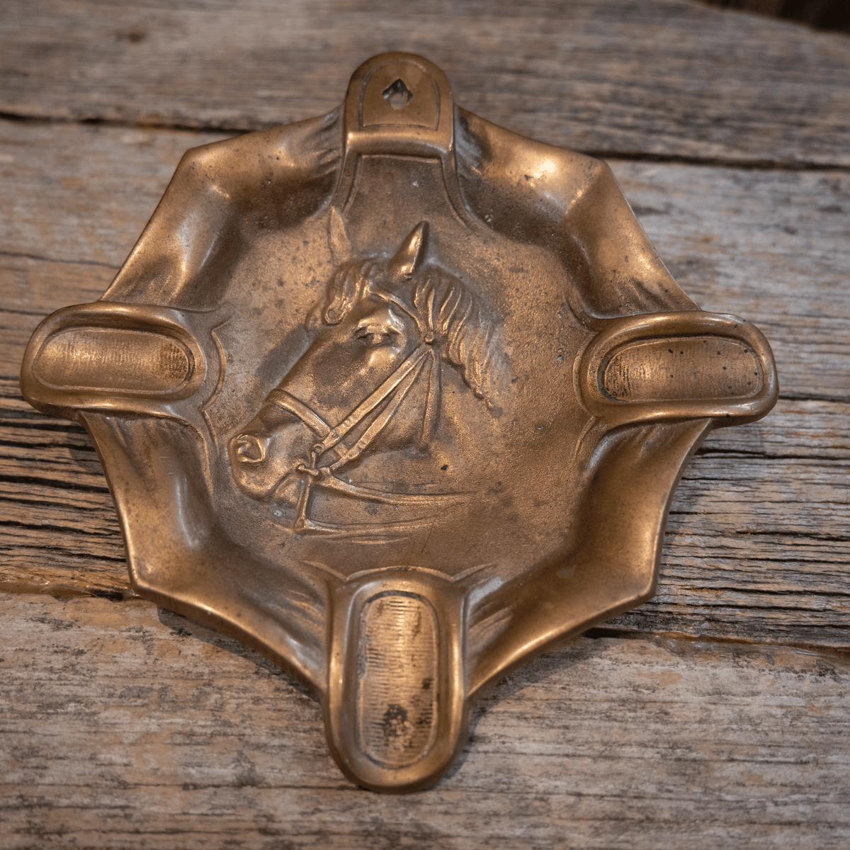 Vintage Solid Brass Horse Head Ashtray — Teskeys