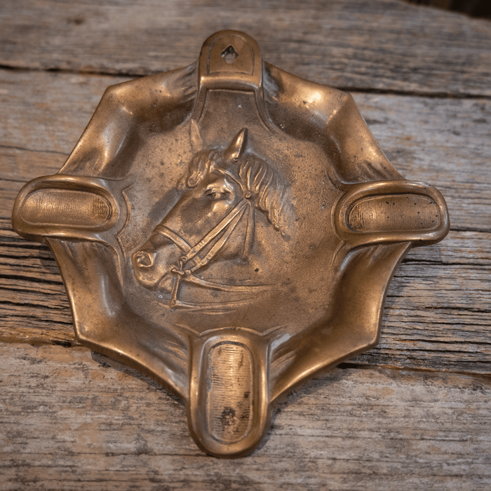 Vintage Solid Brass Horse Head Ashtray 1905