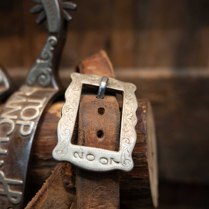 R. Yates Silver Mounted Spurs #376 and Hardware Buckles