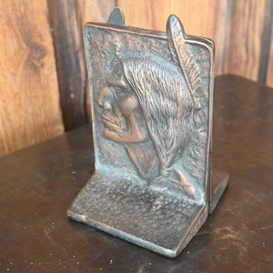 Vintage Bronze Indian Chief Bookends  _CA557 Collectibles Teskeys   