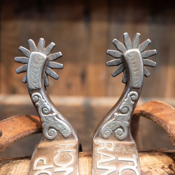 R. Yates Silver Mounted Spurs #376 and Hardware Buckles