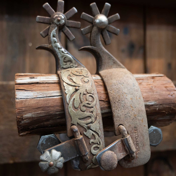 Kerry Kelley Silver Mounted 8pt. Spurs Tack - Spurs Kerry Kelley