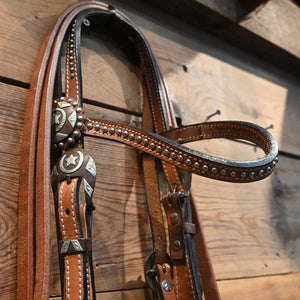 Bridle Rig - Nice Silver Studded Headstal with 2 piece Twist O-Ring Rig SBR592 Sale Barn MISC