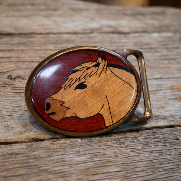 Handmade Brass with wooden inlay Buckle